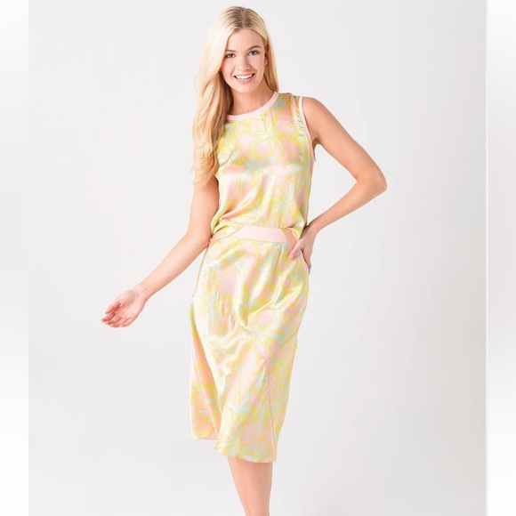 ATM Palm Print Silk Charmense Midi Skirt - Picture 7 of 13